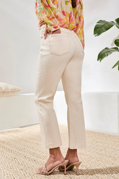 Sophia Curvy Micro Flare Crop Jeans - Ecru