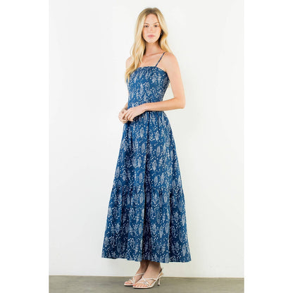 Fish Print Tiered Dress