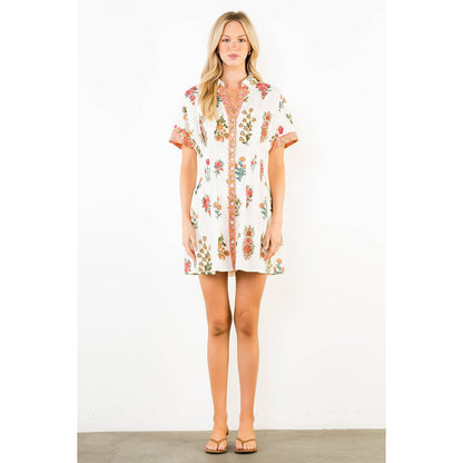 Short Sleeve Floral Pattern Dress