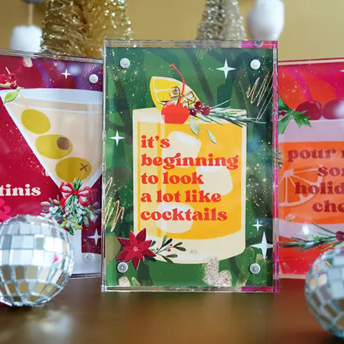 Acrylic Block Christmas Cocktail - It's Beginning to Look A Lot Like Cocktails