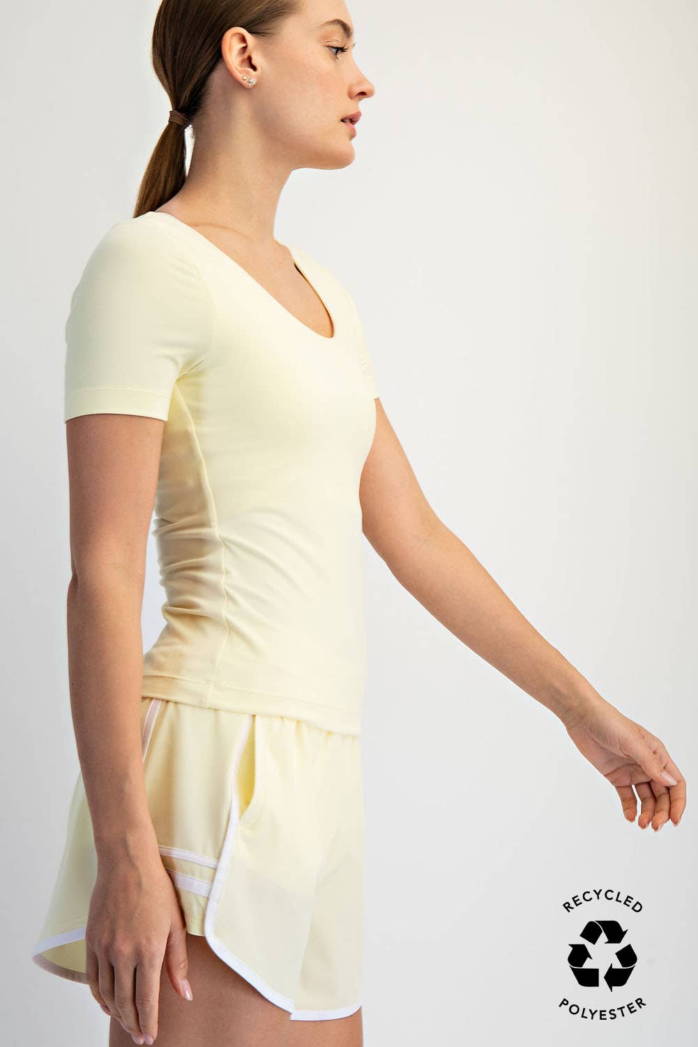 Recycled Butter Round Neck Short Sleeve Top