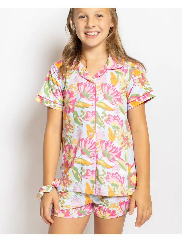Girl's Summer Bouquet Sleep Shorts Set