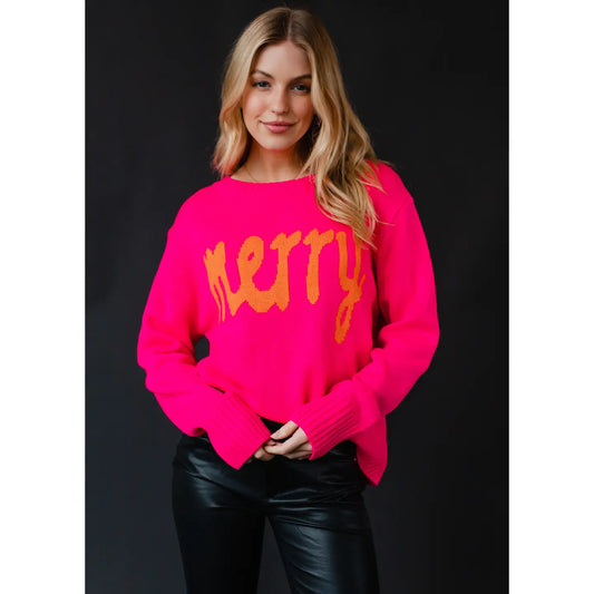 Bright Pink Merry Sweater