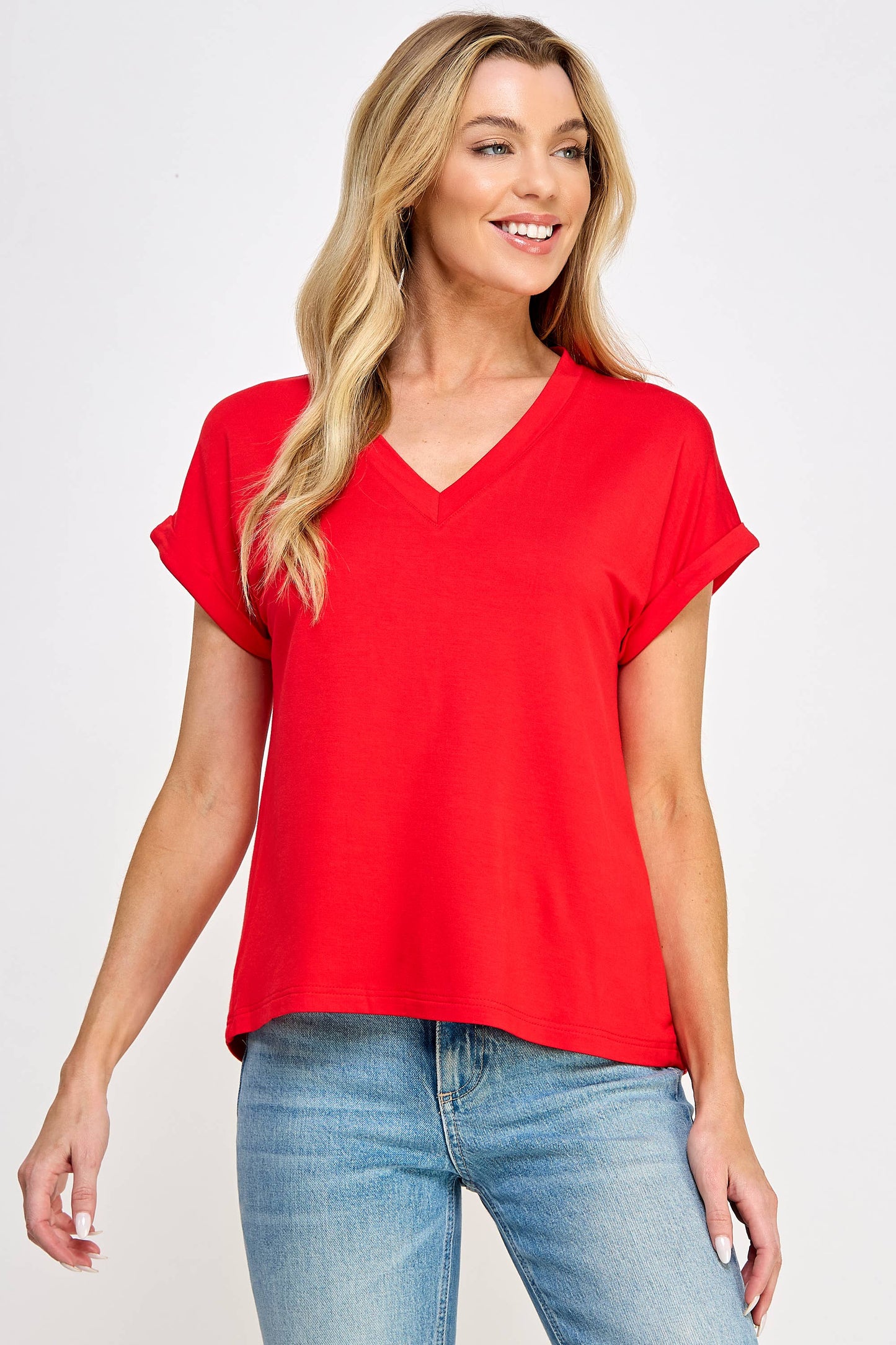 V-Neck Tee - Red