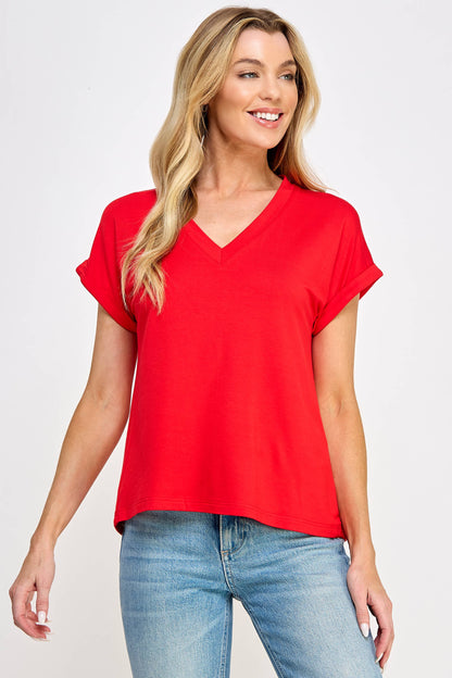 V-Neck Tee - Red