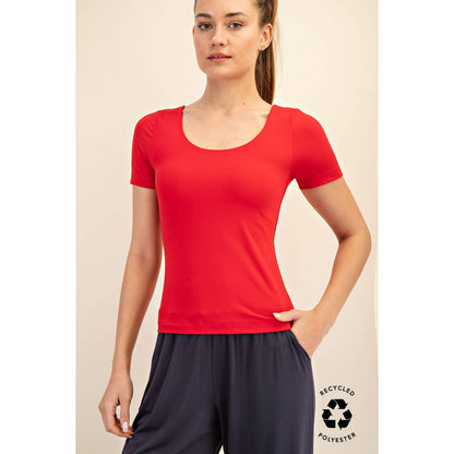 Recycled Butter Round Neck Short Sleeve Top