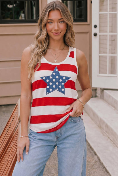4th of July Star Stripe Tank Top
