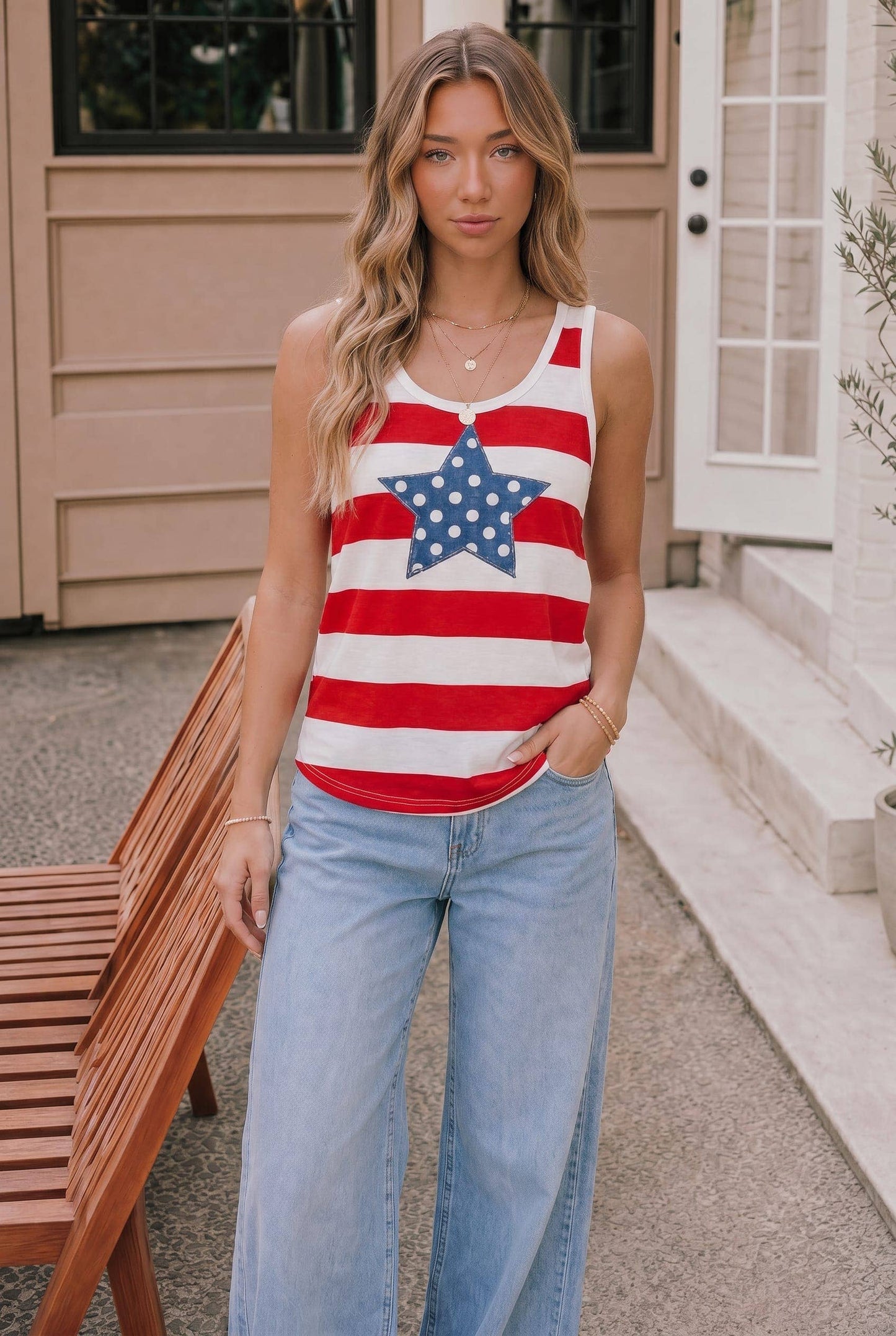 4th of July Star Stripe Tank Top