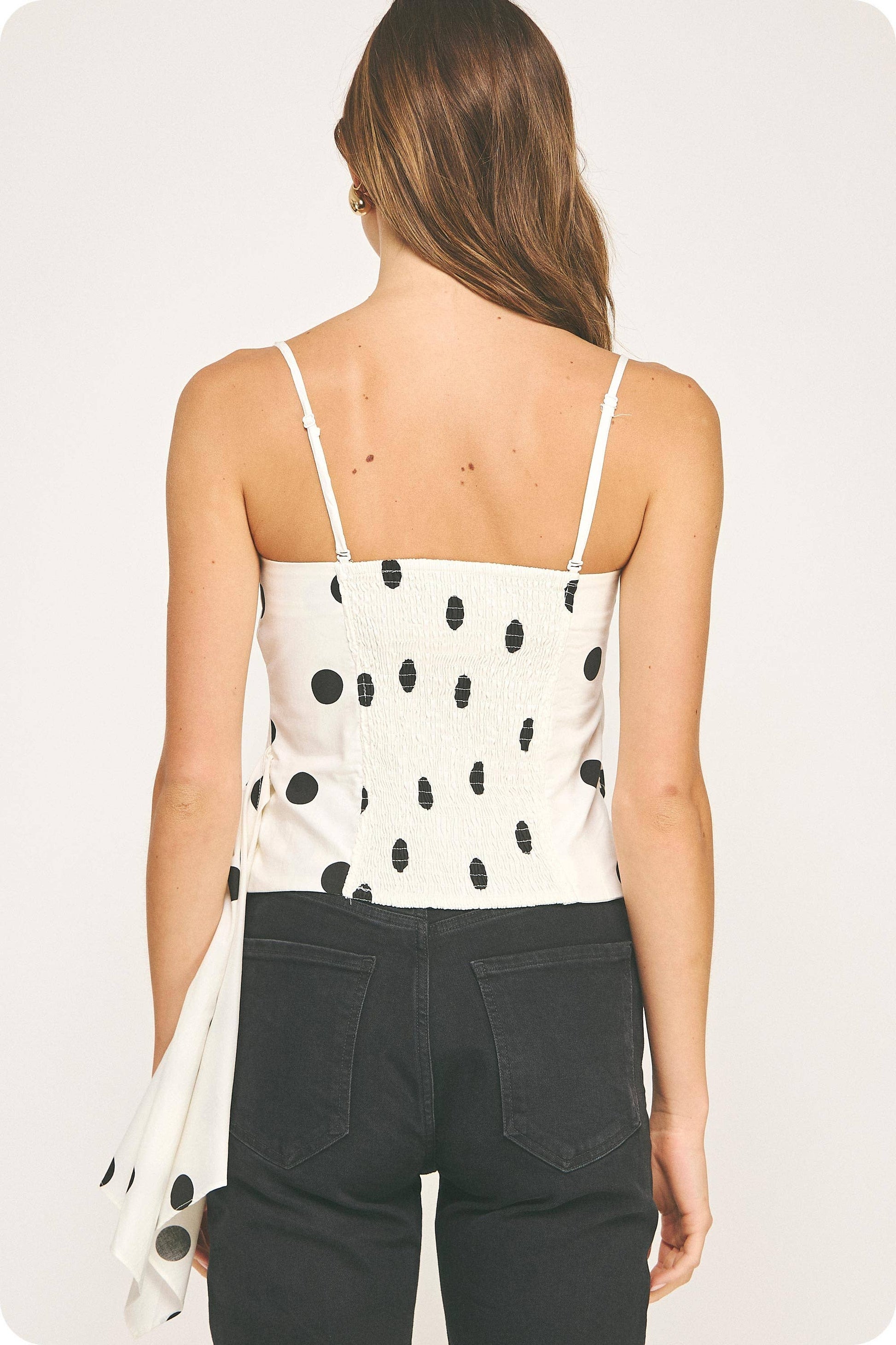 Draped Pleat Detail Polka Corset Tube Top - BAY WINDOW