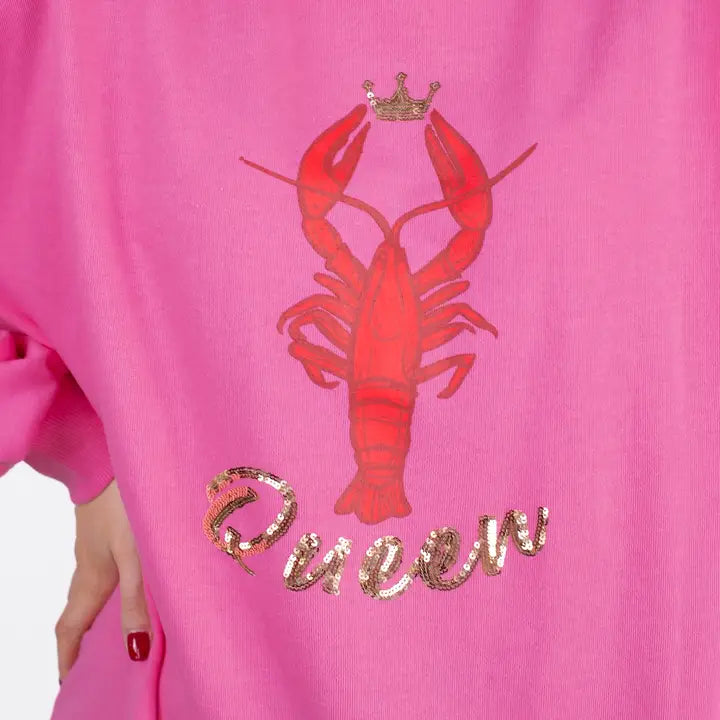 Crawfish Queen Sweatshirt - Pink/Red/Gold
