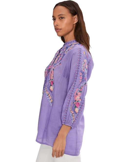 Henley Tunic - Bahari Paisley Purple
