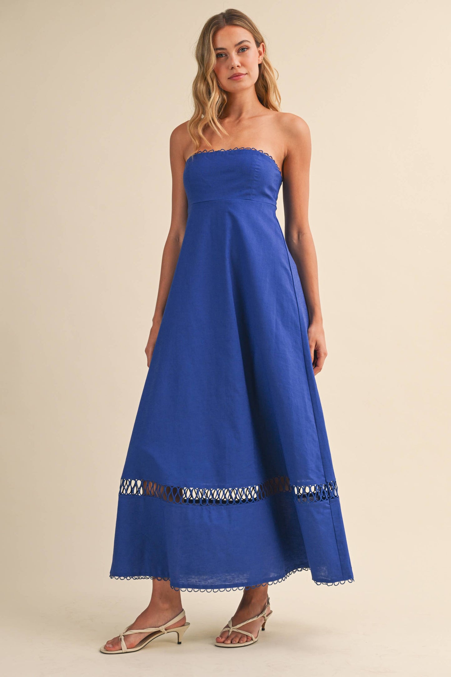 ID10248 LINEN ROPE EMBROIDERED ACCENT MINI DRESS