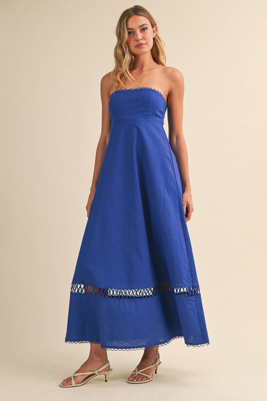 ID10248 LINEN ROPE EMBROIDERED ACCENT MINI DRESS