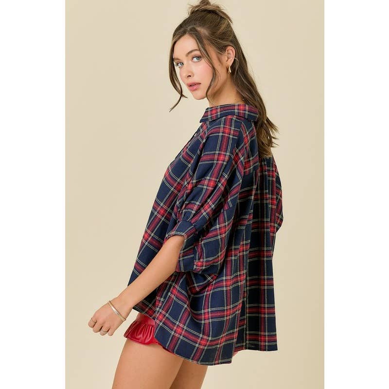 Plaid Oversize Button Down Shirt