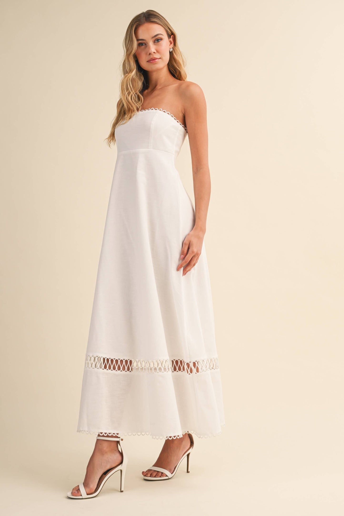ID10248 LINEN ROPE EMBROIDERED ACCENT MINI DRESS