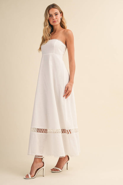 ID10248 LINEN ROPE EMBROIDERED ACCENT MINI DRESS