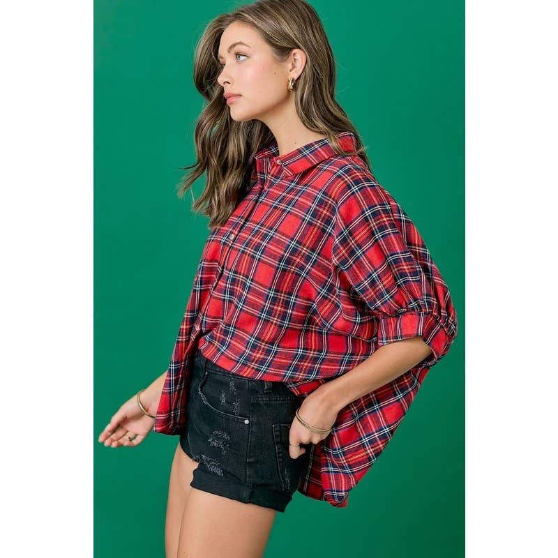 Plaid Oversize Button Down Shirt