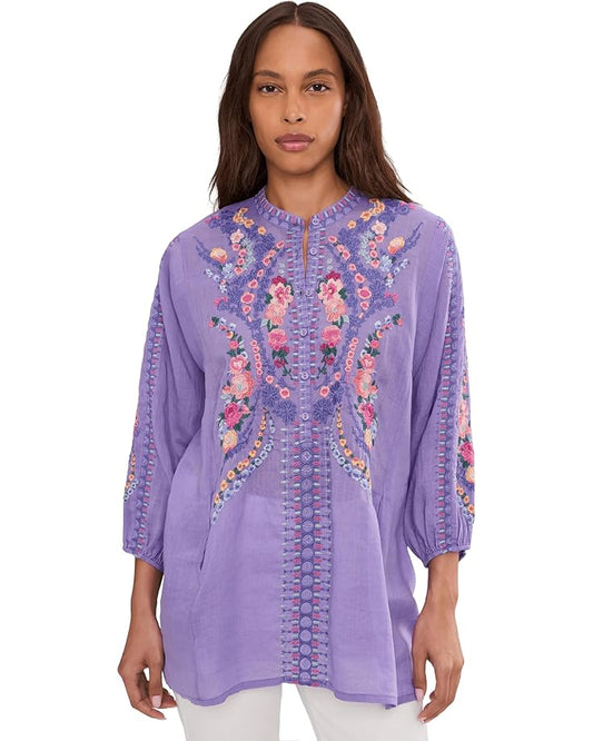 Henley Tunic - Bahari Paisley Purple
