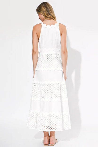 Emma Mixed Media Maxi Dress - White