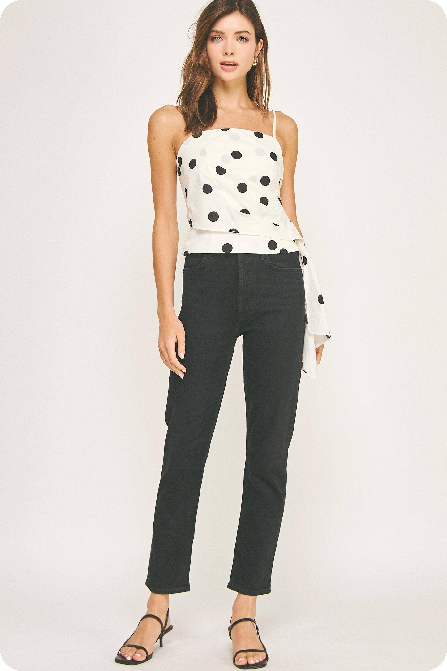 Draped Pleat Detail Polka Corset Tube Top - BAY WINDOW