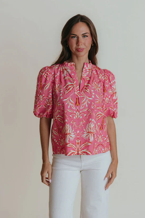 Alix Blouse - Pink Palm