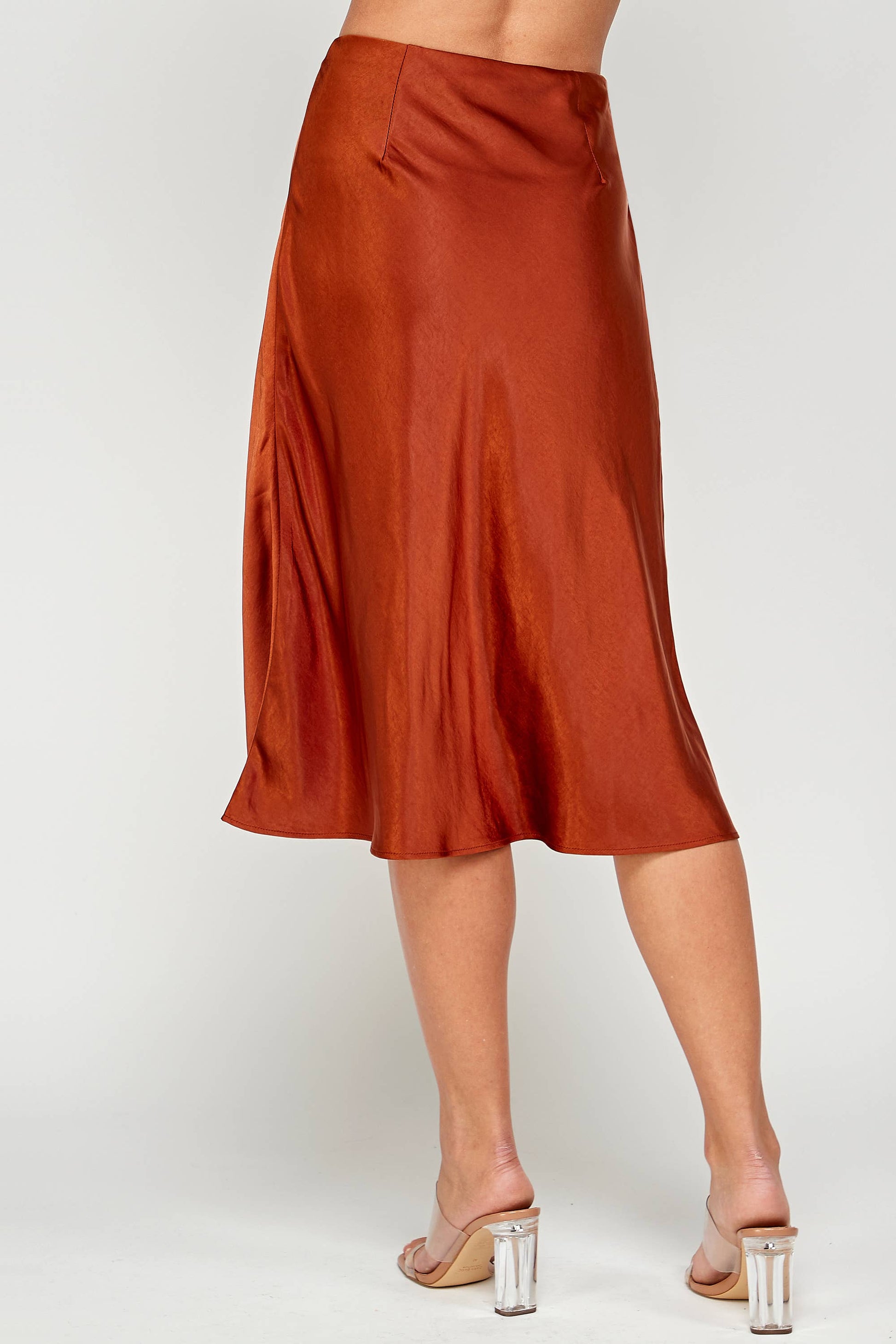 Satin Midi Skirt - Copper - BAY WINDOW