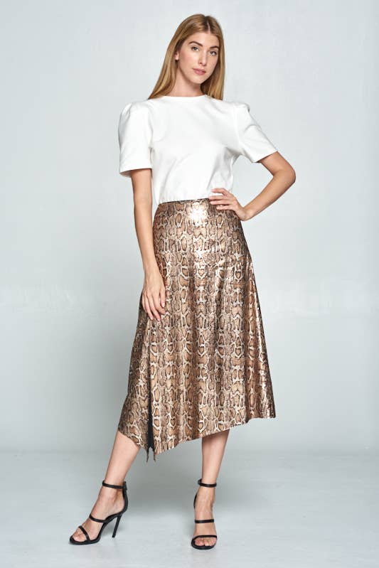 Snake Sequin Print Skirt