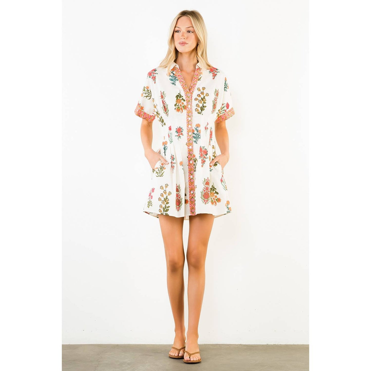 Short Sleeve Floral Pattern Dress