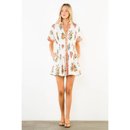 Short Sleeve Floral Pattern Dress