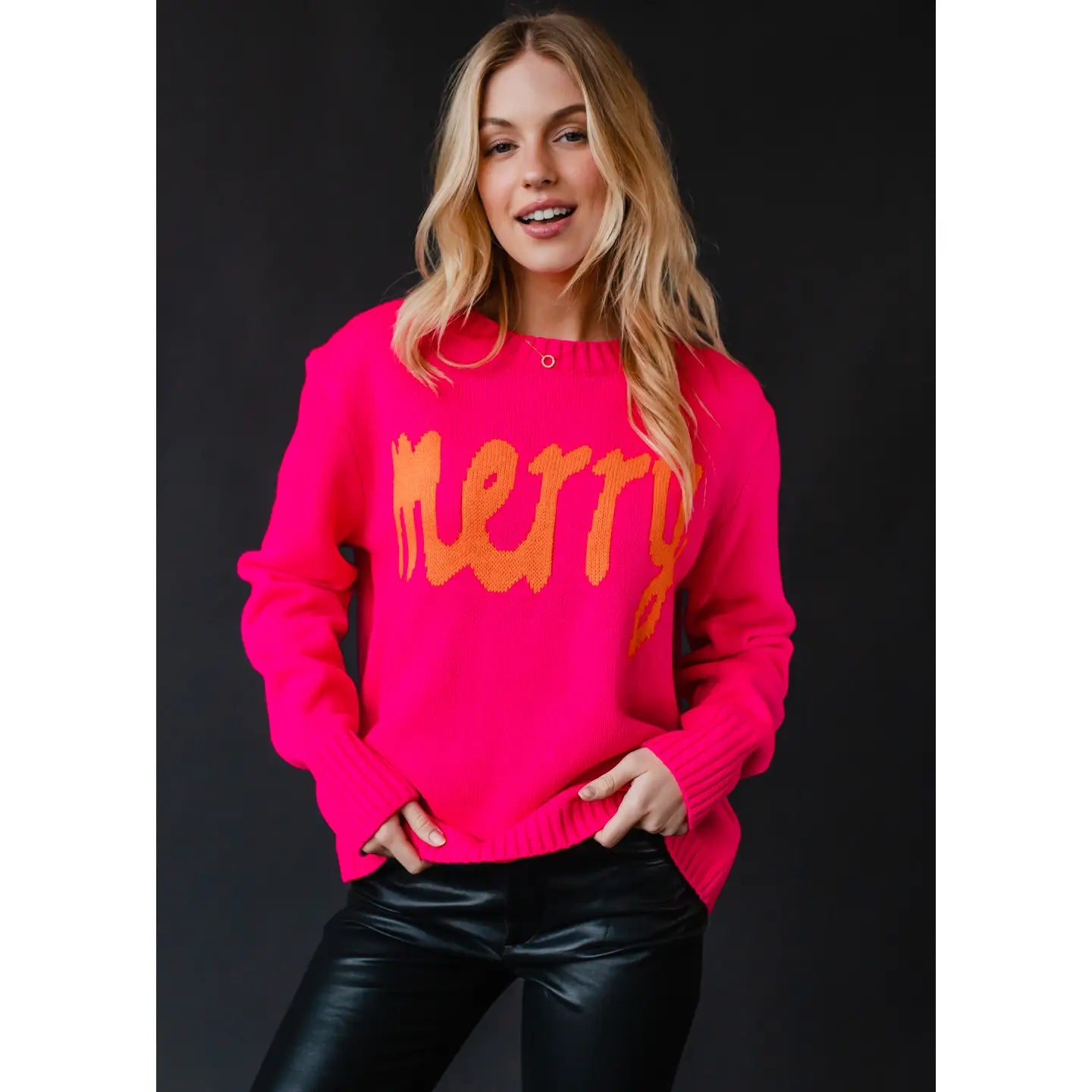 Bright Pink Merry Sweater