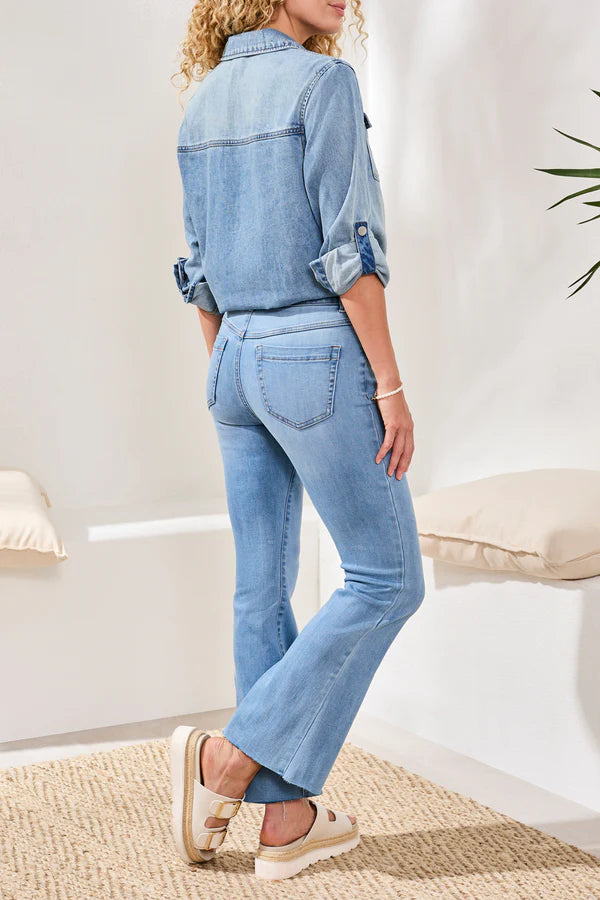 Audrey Hugging Flare Jeans - Coastal Blue