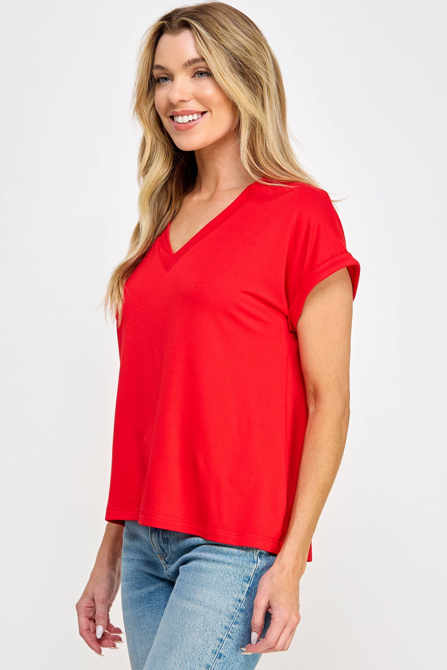 V-Neck Tee - Red