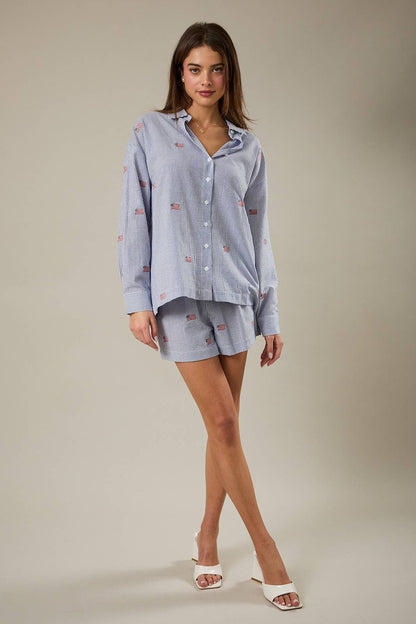 Stripe Flag Embroidered Shirt