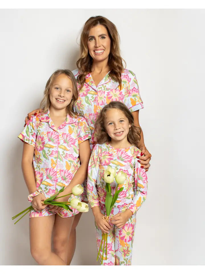 Girl's Summer Bouquet Sleep Shorts Set