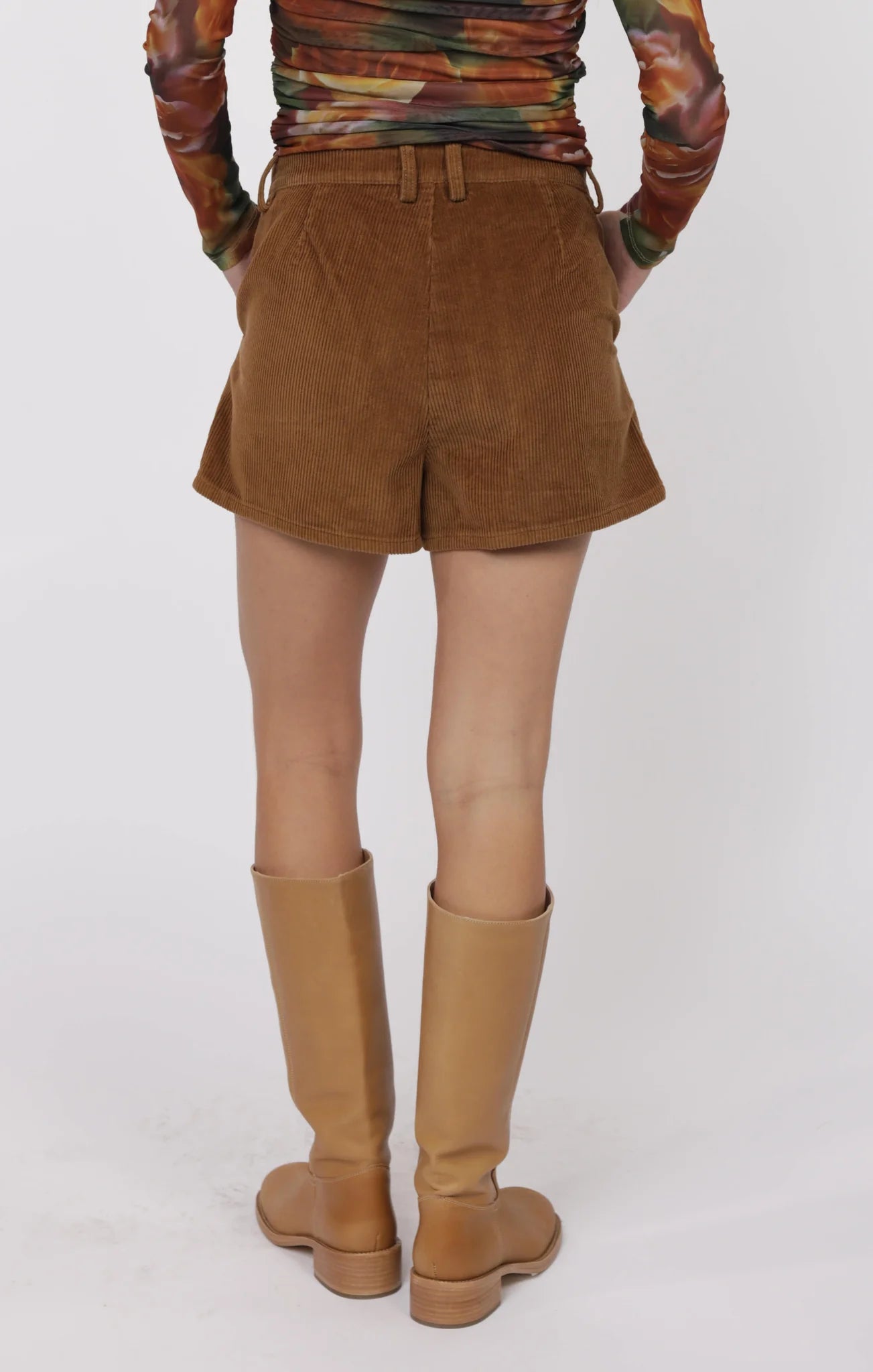 So Fine Wash Corduroy Pleat Front Short - Brown - BAY WINDOW