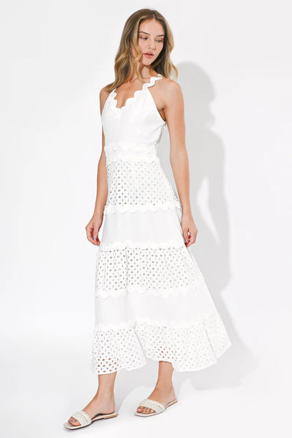 Emma Mixed Media Maxi Dress - White