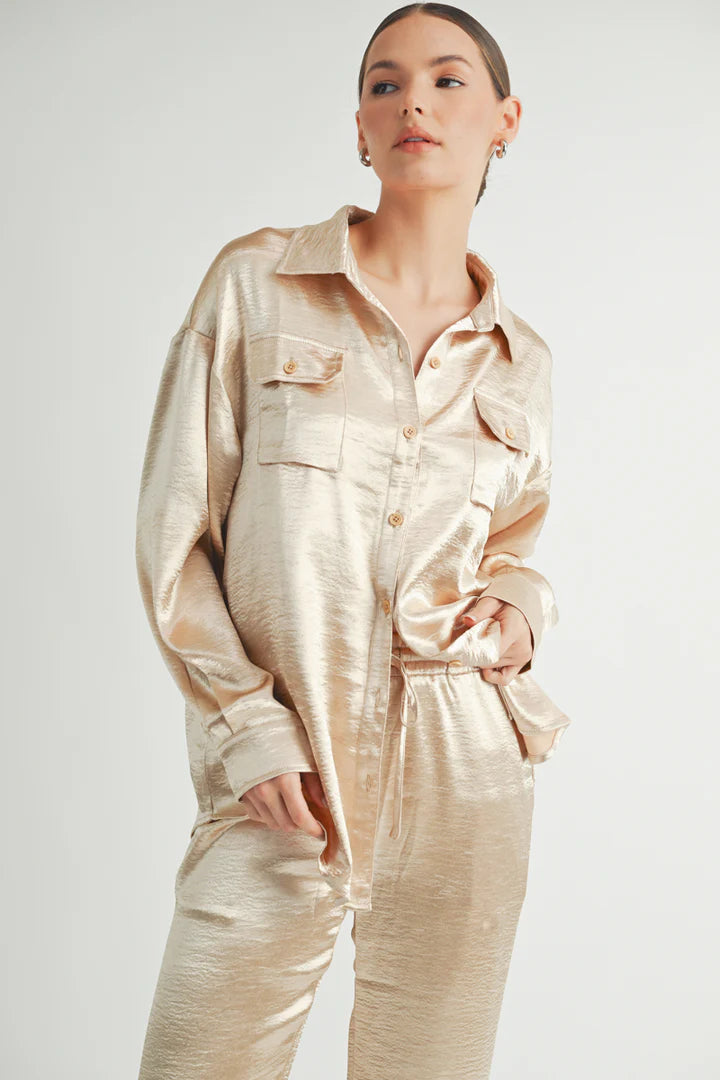 Button Down Metallic Shirt