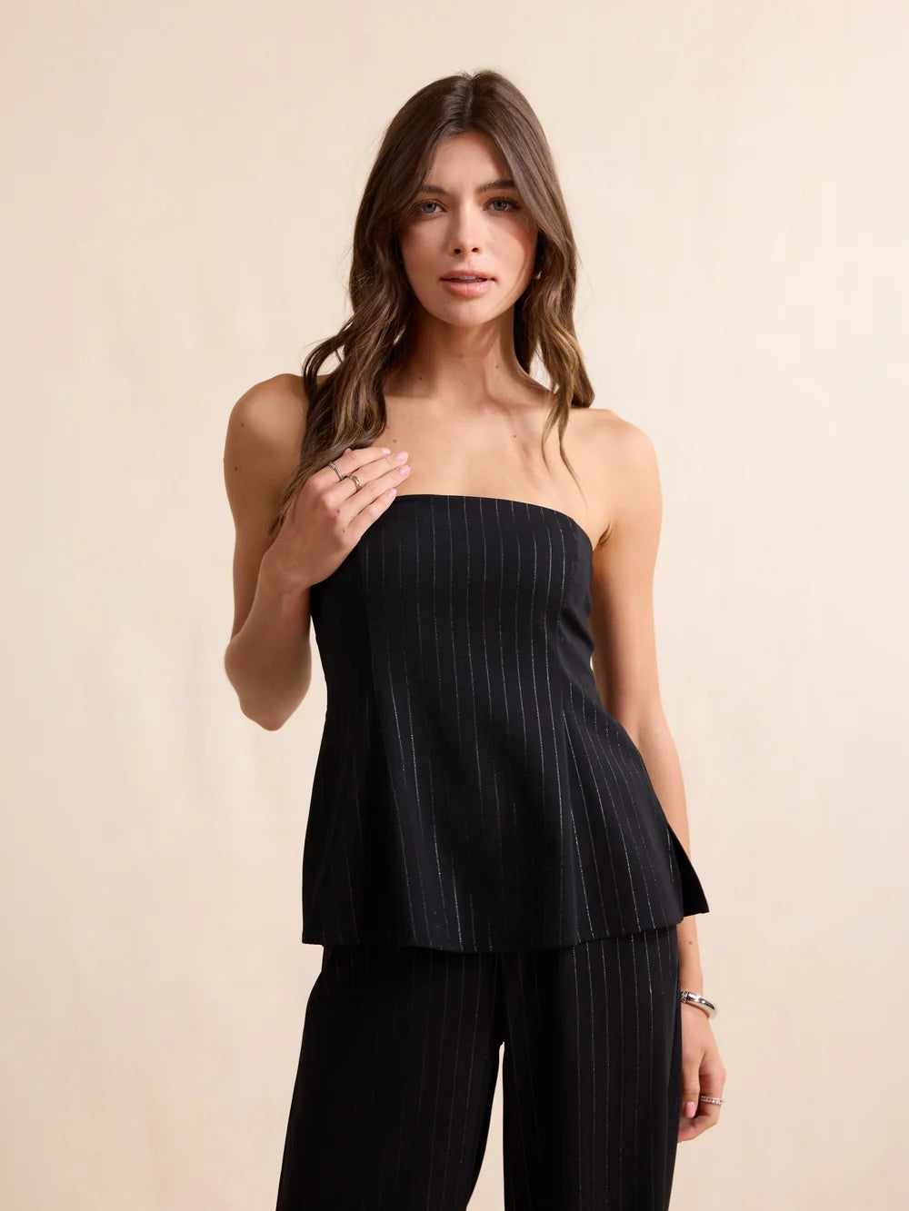 Gilded Evening Pinstripe Tube Top