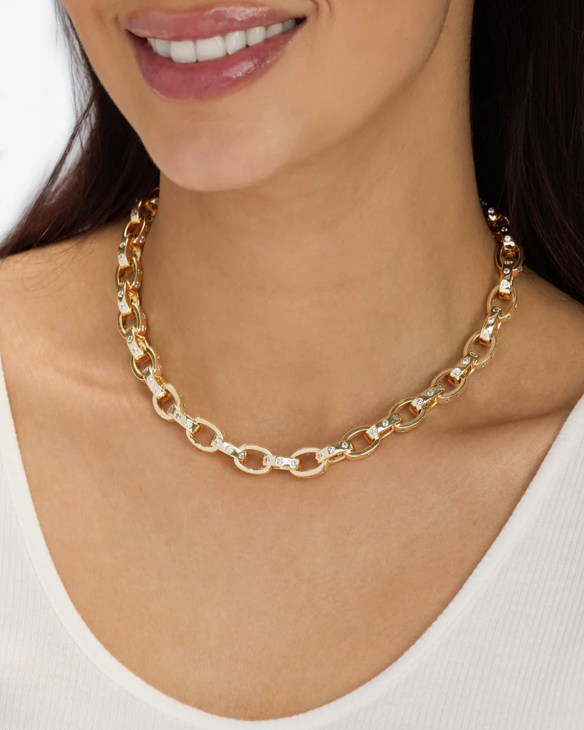 Ashley Chain Necklace 4mm - Gold/White Mix