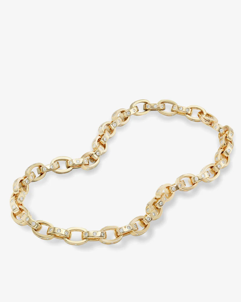 Ashley Chain Necklace 4mm - Gold/White Mix