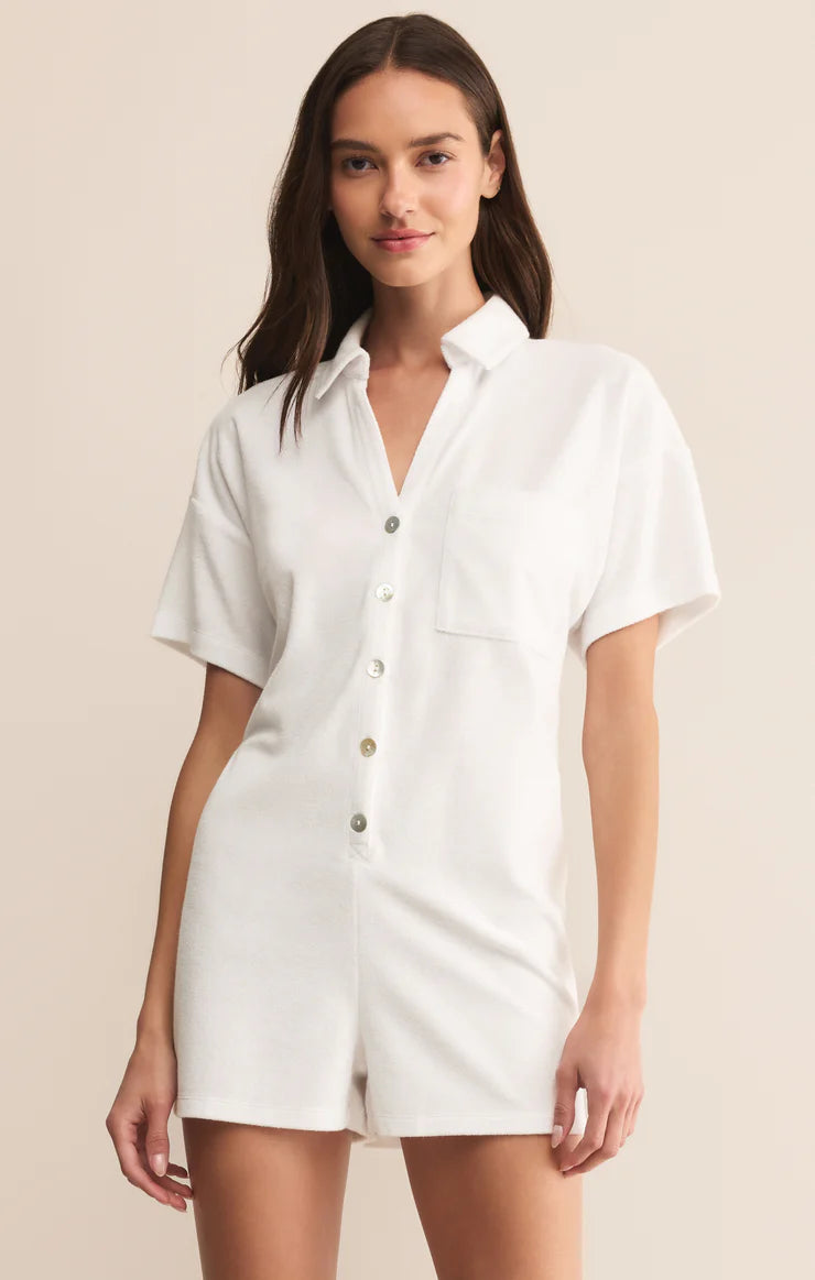 Azur Terry Romper - White - BAY WINDOW