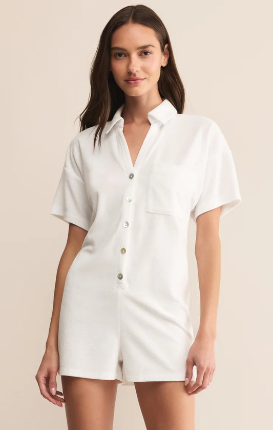 Azur Terry Romper - White