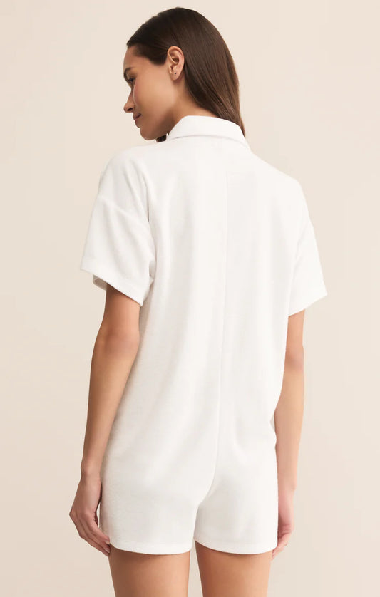 Azur Terry Romper - White