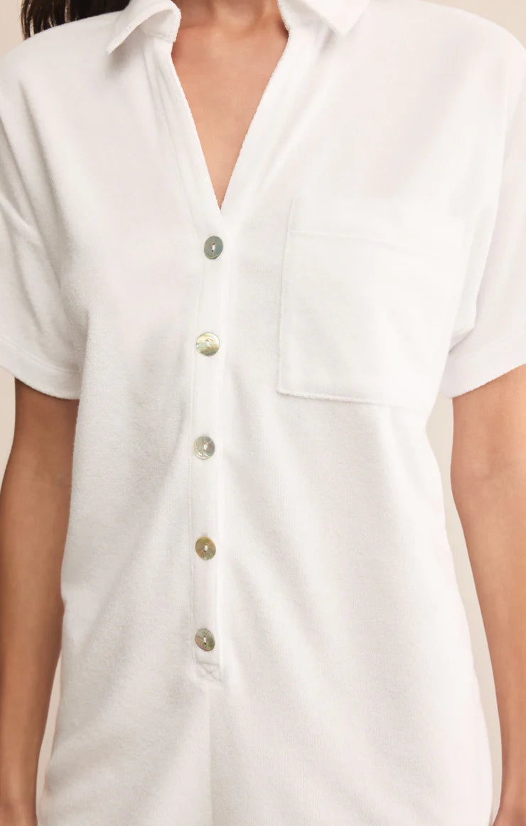 Azur Terry Romper - White - BAY WINDOW