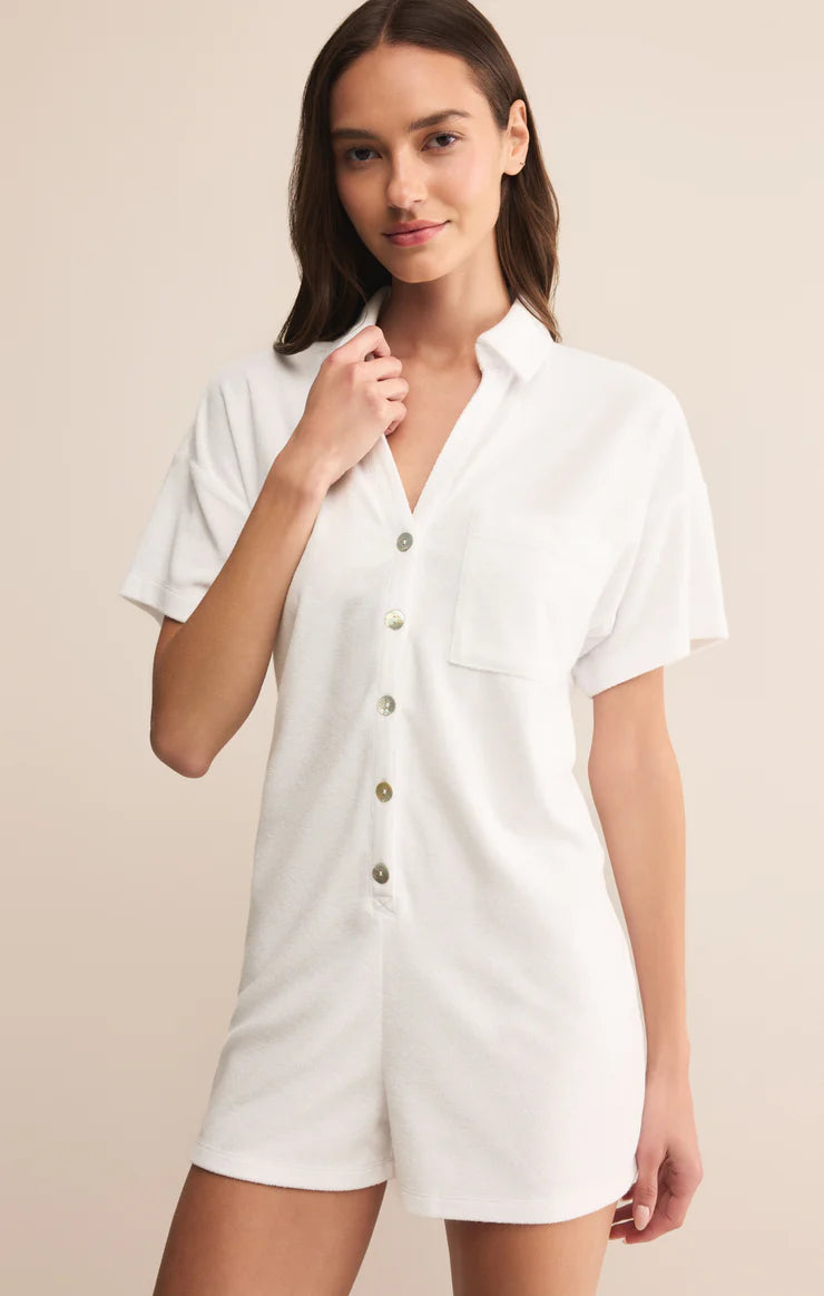 Azur Terry Romper - White - BAY WINDOW