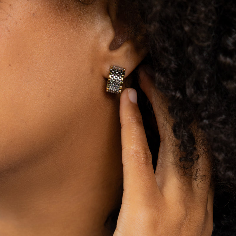 Two-Tone Mini Watch Hoops