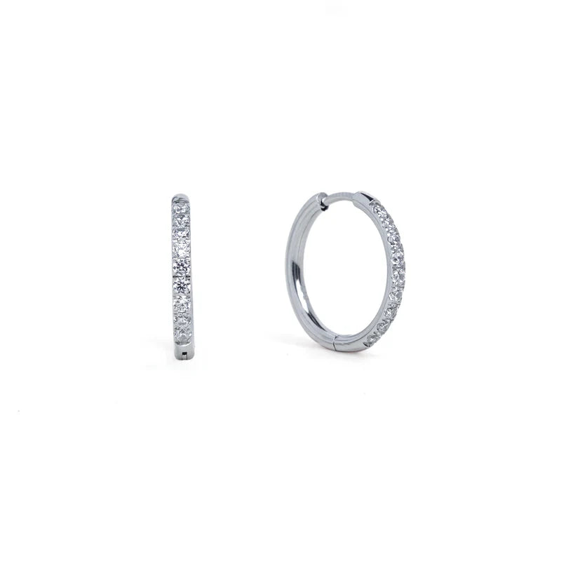 18mm Silver Diamond Hoops