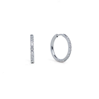 18mm Silver Diamond Hoops