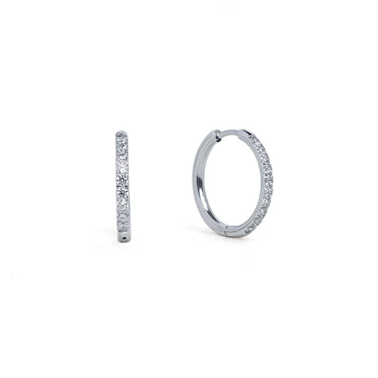 18mm Silver Diamond Hoops