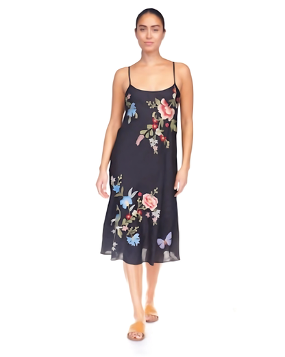 Nicolette Linen Modern Slip Dress - Black